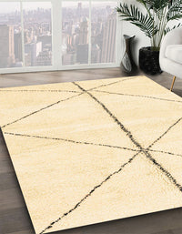 Abstract Brown Gold Solid Rug, abs2952