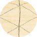 Round Abstract Brown Gold Solid Rug, abs2952