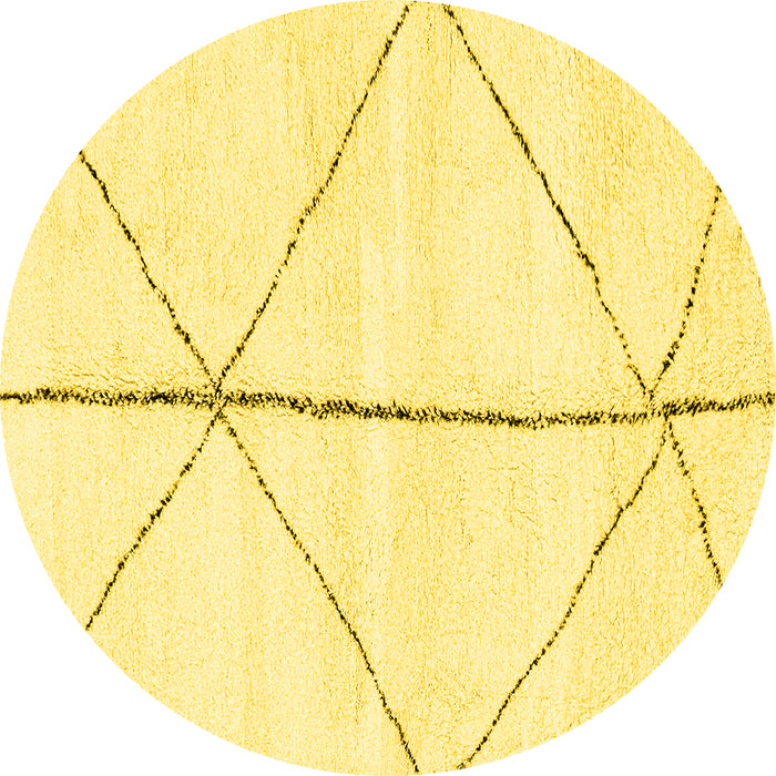 Round Machine Washable Solid Yellow Modern Rug, wshabs2952yw