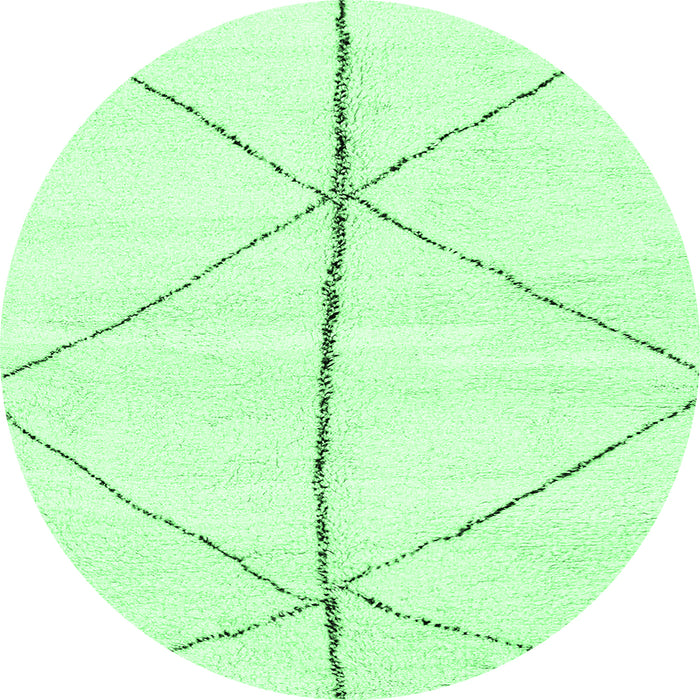 Round Machine Washable Solid Emerald Green Modern Area Rugs, wshabs2952emgrn