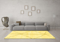 Machine Washable Solid Yellow Modern Rug, wshabs2952yw