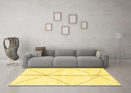Machine Washable Solid Yellow Modern Rug in a Living Room, wshabs2952yw