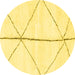 Round Solid Yellow Modern Rug, abs2952yw