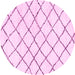 Round Machine Washable Solid Pink Modern Rug, wshabs2953pnk