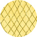 Round Machine Washable Solid Yellow Modern Rug, wshabs2953yw