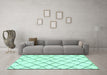 Machine Washable Solid Turquoise Modern Area Rugs in a Living Room,, wshabs2953turq