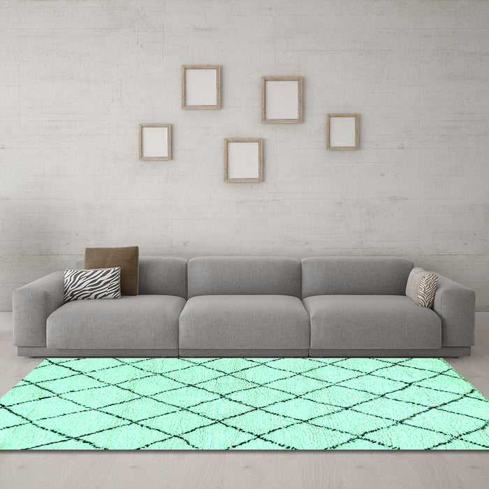 Machine Washable Solid Turquoise Modern Area Rugs in a Living Room,, wshabs2953turq