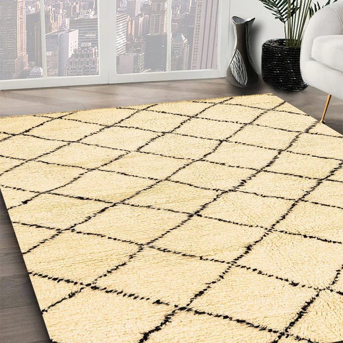 Abstract Khaki Gold Solid Rug in Family Room, abs2953