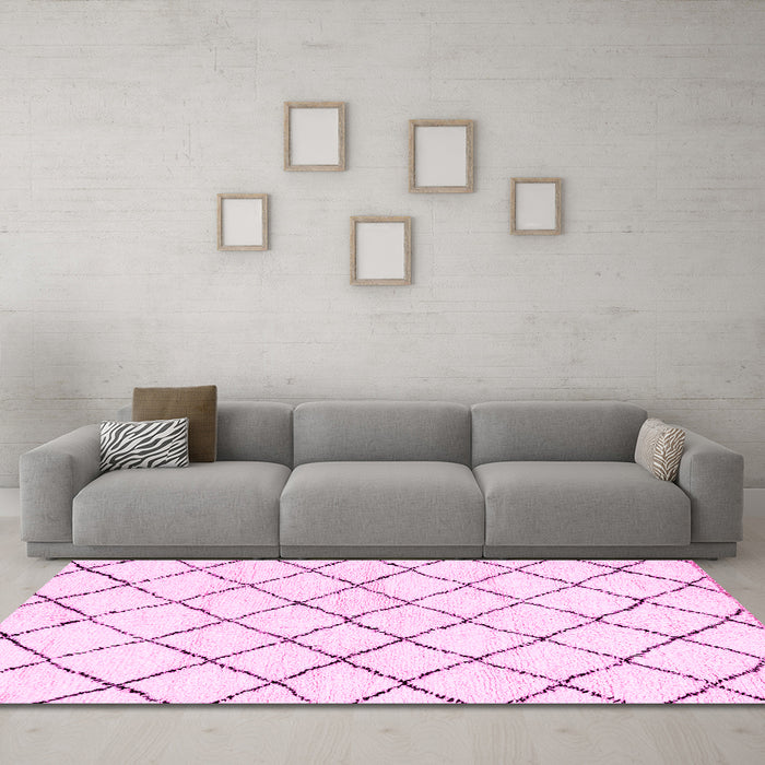 Machine Washable Solid Pink Modern Rug in a Living Room, wshabs2953pnk
