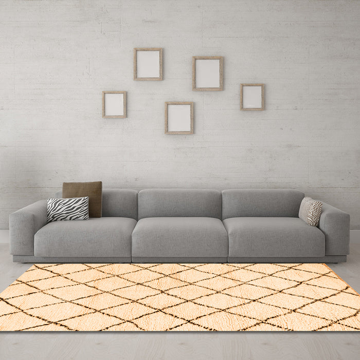 Machine Washable Solid Orange Modern Area Rugs in a Living Room, wshabs2953org
