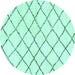 Round Solid Turquoise Modern Rug, abs2953turq