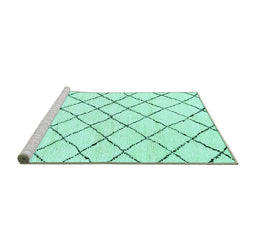 Sideview of Machine Washable Solid Turquoise Modern Area Rugs, wshabs2953turq