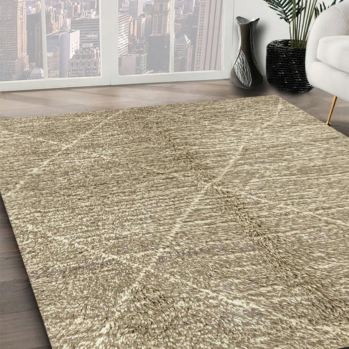 Machine Washable Abstract Dark Gold Brown Rug in a Family Room, wshabs2954