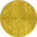 Round Machine Washable Abstract Yellow Modern Rug, wshabs2954yw