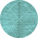 Round Abstract Light Blue Modern Rug, abs2954lblu