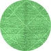 Round Abstract Emerald Green Modern Rug, abs2954emgrn