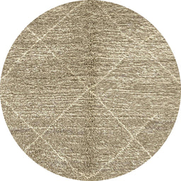 Round Abstract Dark Gold Brown Modern Rug, abs2954