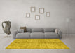 Machine Washable Abstract Yellow Modern Rug in a Living Room, wshabs2954yw