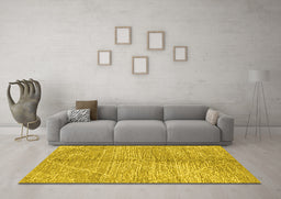 Machine Washable Abstract Yellow Modern Rug in a Living Room, wshabs2954yw