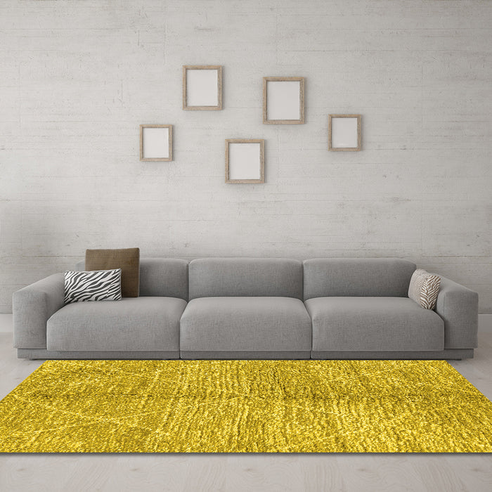 Machine Washable Abstract Yellow Modern Rug in a Living Room, wshabs2954yw