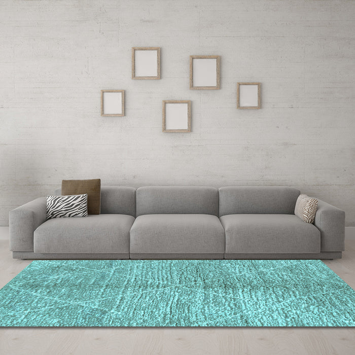 Machine Washable Abstract Light Blue Modern Rug in a Living Room, wshabs2954lblu