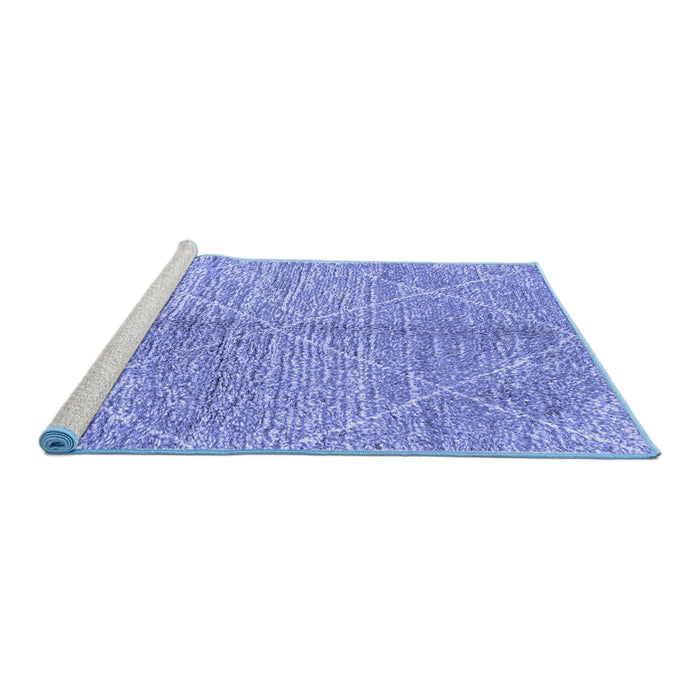 Sideview of Machine Washable Abstract Blue Modern Rug, wshabs2954blu