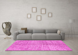 Machine Washable Abstract Pink Modern Rug in a Living Room, wshabs2954pnk