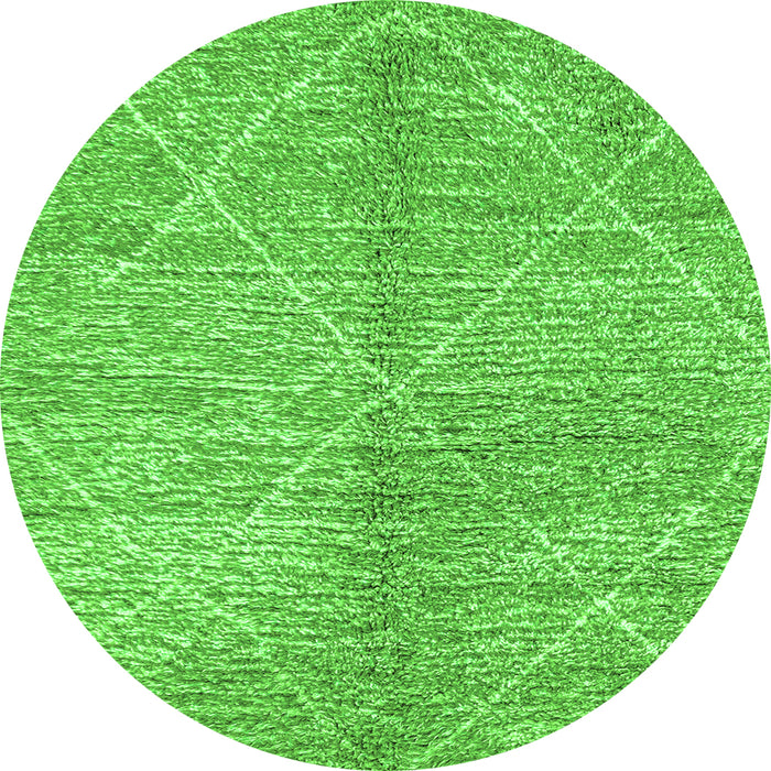 Round Machine Washable Abstract Green Modern Area Rugs, wshabs2954grn