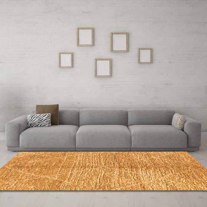 Machine Washable Abstract Orange Modern Area Rugs in a Living Room, wshabs2954org