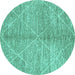 Round Abstract Turquoise Modern Rug, abs2954turq