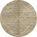 Round Machine Washable Abstract Dark Gold Brown Rug, wshabs2954