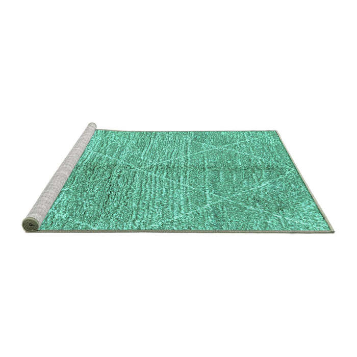 Sideview of Machine Washable Abstract Turquoise Modern Area Rugs, wshabs2954turq