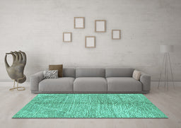 Machine Washable Abstract Turquoise Modern Area Rugs in a Living Room,, wshabs2954turq