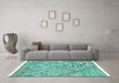 Machine Washable Abstract Turquoise Modern Area Rugs in a Living Room,, wshabs2955turq