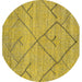 Round Abstract Yellow Modern Rug, abs2955yw