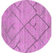 Round Machine Washable Abstract Pink Modern Rug, wshabs2955pnk