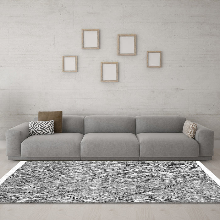 Machine Washable Abstract Gray Modern Rug in a Living Room,, wshabs2955gry