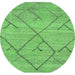 Round Abstract Green Modern Rug, abs2955grn