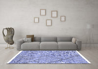 Machine Washable Abstract Blue Modern Rug, wshabs2955blu