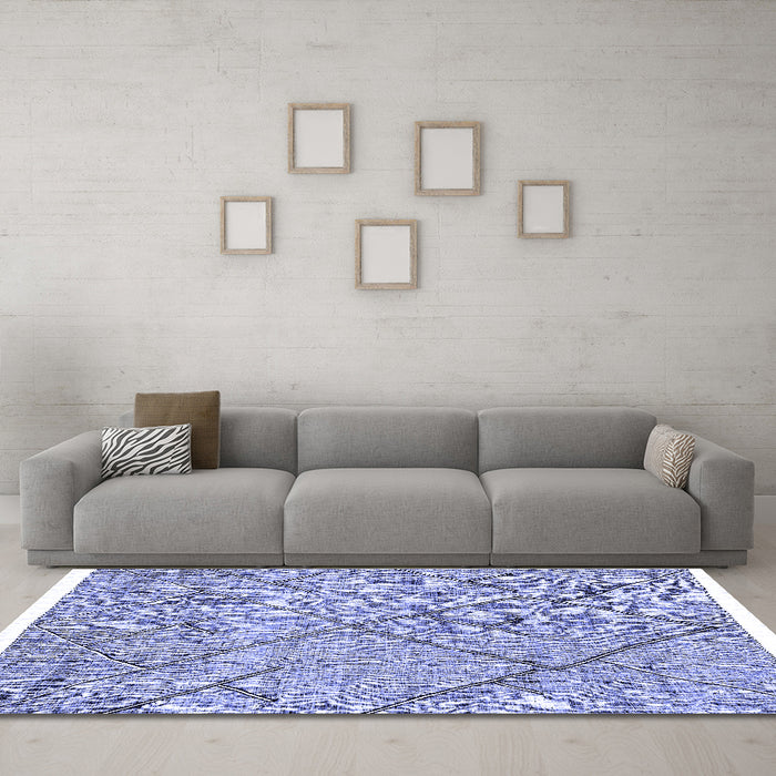 Machine Washable Abstract Blue Modern Rug in a Living Room, wshabs2955blu