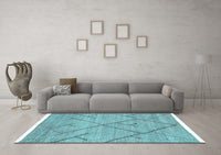 Machine Washable Abstract Light Blue Modern Rug, wshabs2955lblu