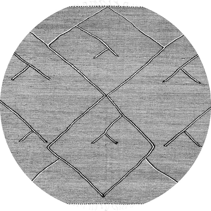 Round Machine Washable Abstract Gray Modern Rug, wshabs2955gry