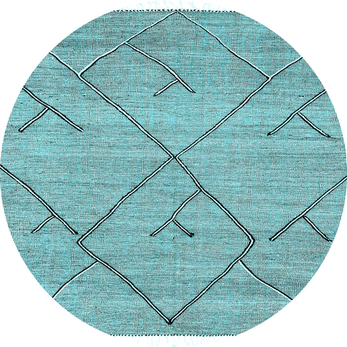 Round Machine Washable Abstract Light Blue Modern Rug, wshabs2955lblu