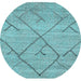 Round Machine Washable Abstract Light Blue Modern Rug, wshabs2955lblu