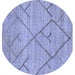 Round Abstract Blue Modern Rug, abs2955blu