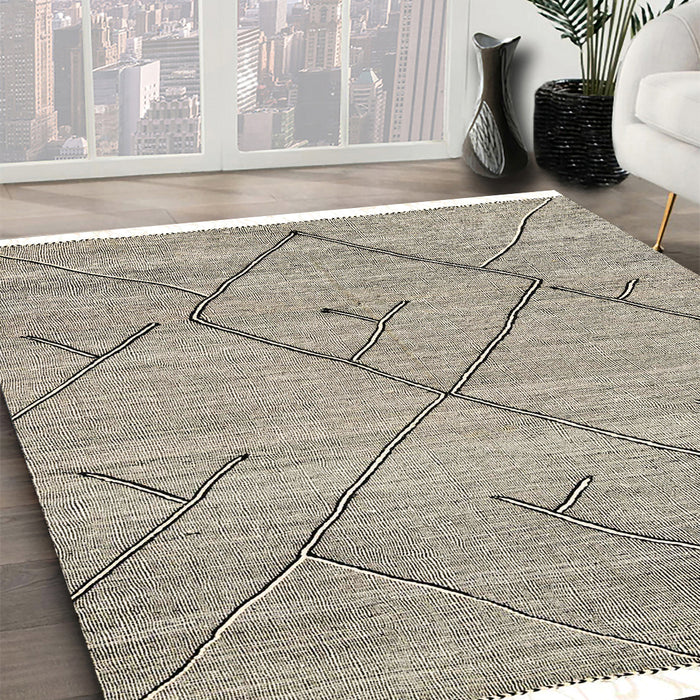 Abstract Gold Modern Rug in Family Room, abs2955