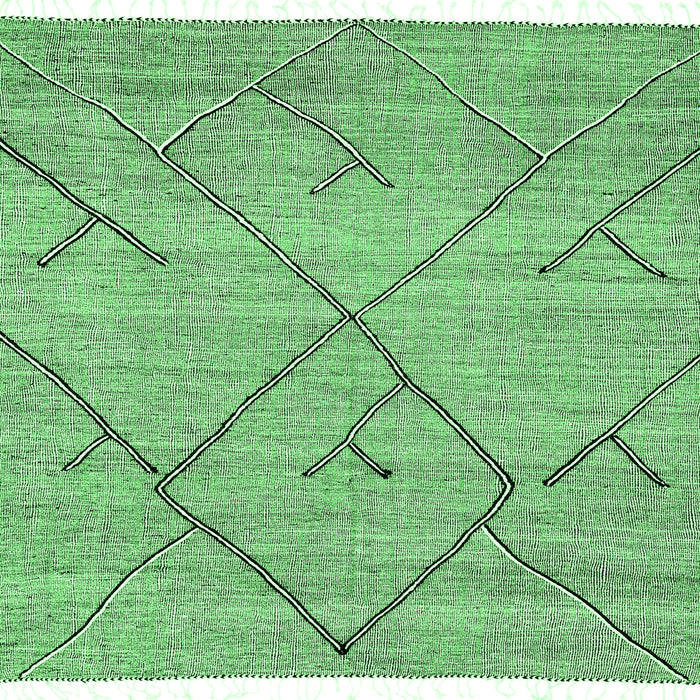 Square Abstract Emerald Green Modern Rug, abs2955emgrn