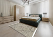 Machine Washable Abstract Gold Rug in a Bedroom, wshabs2955