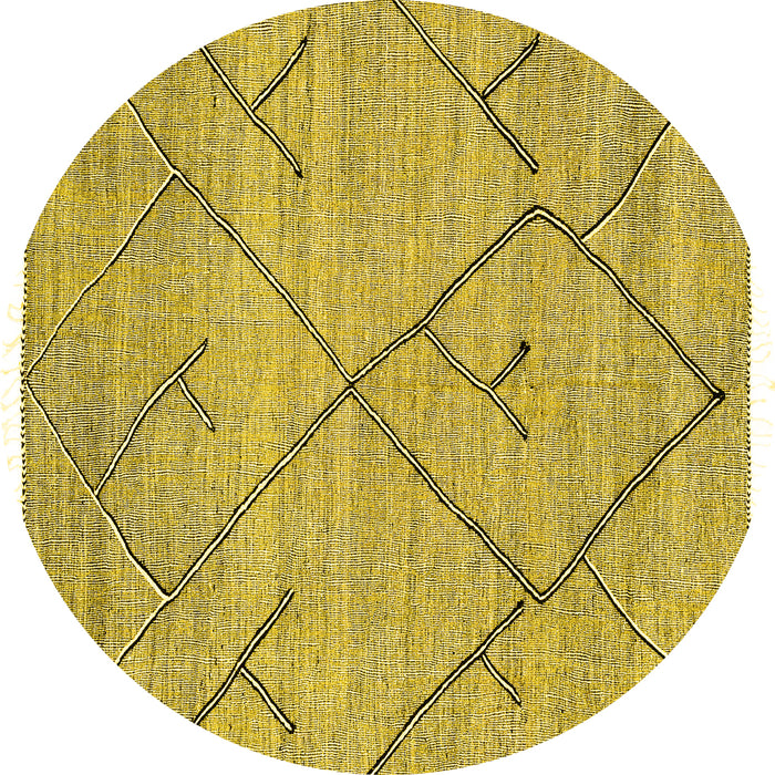 Round Machine Washable Abstract Yellow Modern Rug, wshabs2955yw