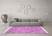 Machine Washable Abstract Pink Modern Rug in a Living Room, wshabs2955pnk